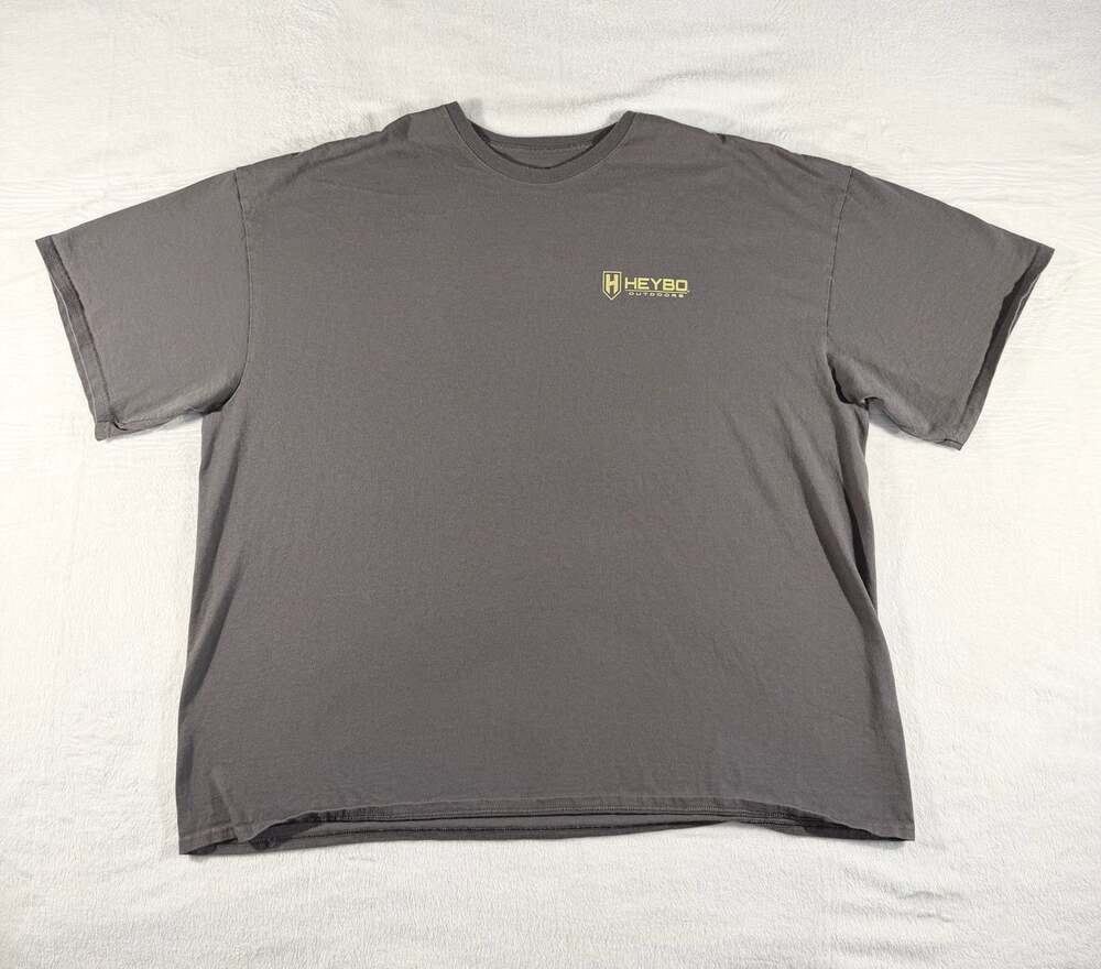 Heybo Outdoors Gray Graphic T-Shirt with Deer Skull Logo, 3XL